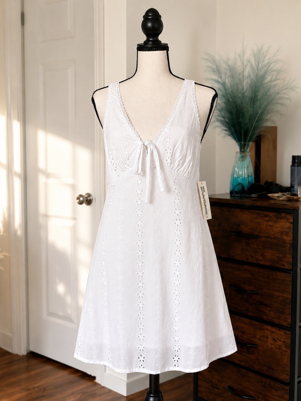 Summer Dress White Eyelet Babydoll Mini